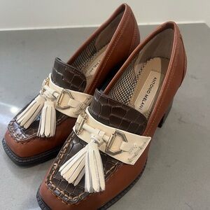 Antonio Melani Brown and White Heeled Loafers